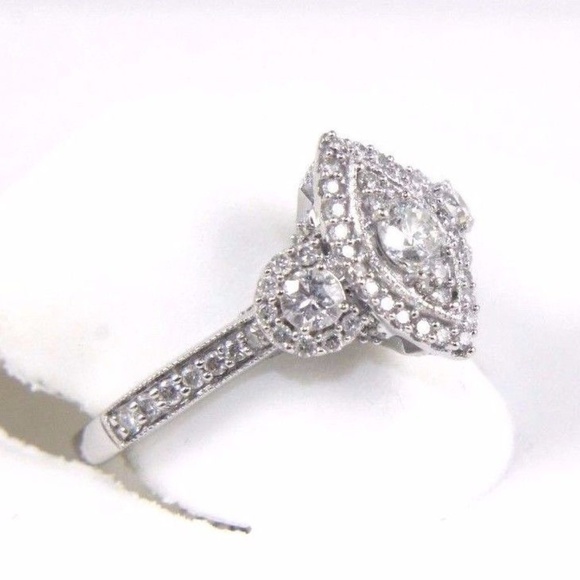 Marquise Diamond Solitaire Ring 14k WG 1.00Ct